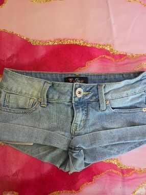 Guess Light Blue Rolled-Hem Denim Shorts